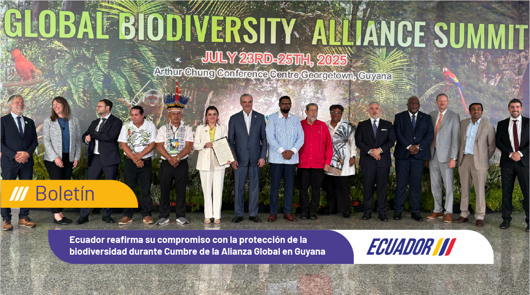 Ecuador reafirma su compromiso con la protección de la biodiversidad durante Cumbre de la Alianza Global en Guyana